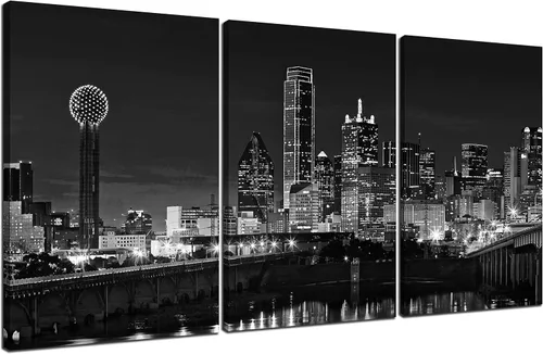 Miniatura 40 de NAN Wind Detroit Skyline - Lienzo decorativo para pared, paisaje urbano, escena nocturna, impresión artística de ciudad en blanco y negro sobre