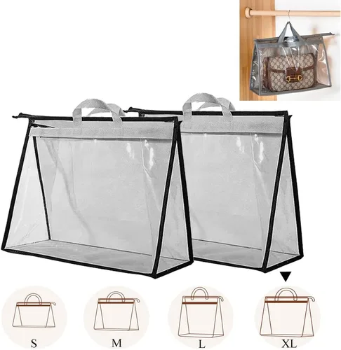 Miniatura 13 de fazhongfa 2 bolsas para el polvo para bolsas, organizador de almacenamiento de bolsos transparentes, no tejidas, bolsa colgante con cremallera y asa