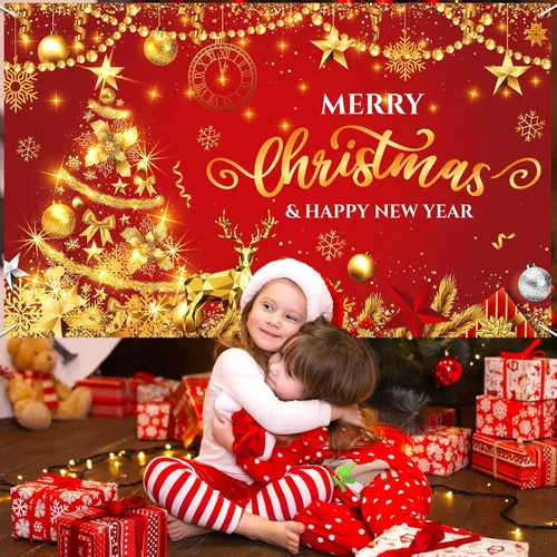 Miniatura 7 de Rumia Decoraciones de pancarta de Feliz Navidad y Año Nuevo, telón de fondo de fotos de Navidad, árbol de Navidad y telón de fondo de fiesta, diseño