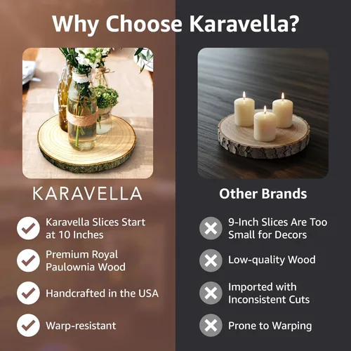 Miniatura 6 de KARAVELLA Rebanadas de madera grandes para centros de mesa, centros de mesa de madera para mesas, centro de mesa de boda rústico, losas de madera