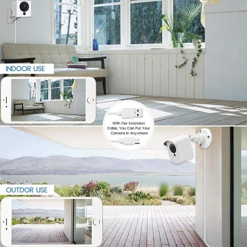 Miniatura 5 de Smays Paquete de 4 cables de extensión micro USB para cámara de seguridad de 25 pies compatibles con Wyze Cam, Blink Mini, cámara YI Home