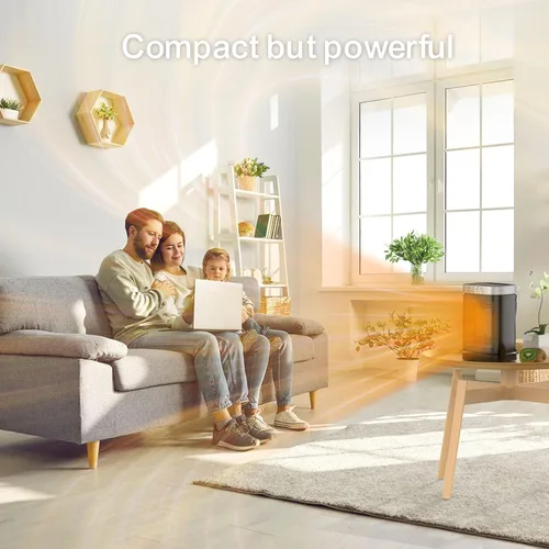 Miniatura 3 de Calentador de espacio portátil pequeño para uso en interiores, con función de rotación de 70°, calentador eléctrico JIBUFI PTC de 1500 W