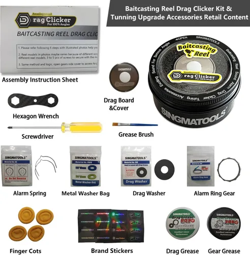 Miniatura 2 de Kit de Clicker de Arrastre para Carrete Baitcasting para Shimano Curado Tranx Metanium Bantam Chronarch MGL SLX DC XT Series Equipo y Accesorios
