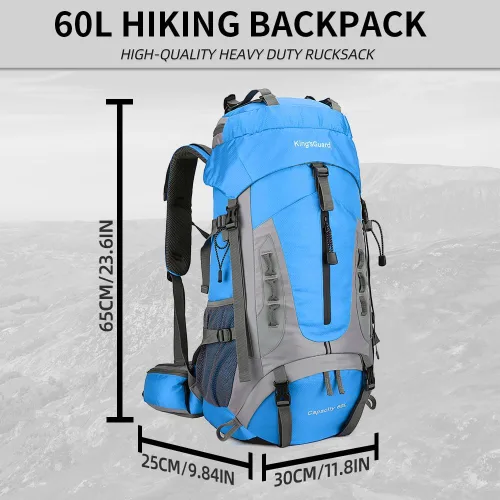 Miniatura 5 de King'sGuard Mochila de senderismo de 60 L para hombres y mujeres, mochila ligera para acampar y senderismo con cubierta para la lluvia, mochila