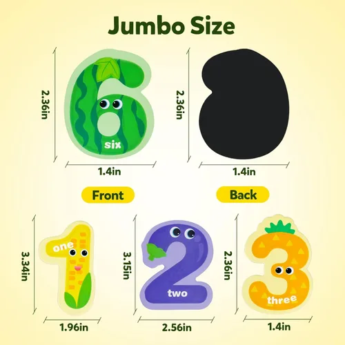 Miniatura 4 de JCREN Imanes de nevera con números magnéticos jumbo, con forma de fruta colorida, número de matemáticas, juego de juguetes de aprendizaje