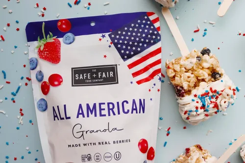 Miniatura 5 de Safe + Fair All American Granola – Snack sin gluten y vegano – Avena integral con fresas reales, arándanos y arándanos rojos – Sin OMG, kosher, sin