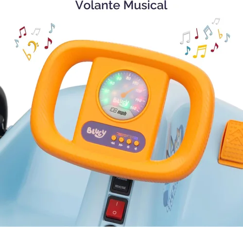 Miniatura 7 de Bluey 12V Go Kart eléctrico para niños, juguete de paseo con luces, cinturón de seguridad, para niños de 3 a 6 años, construcción duradera de PVC