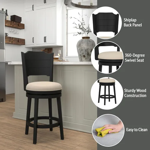 Miniatura 4 de Hillsdale Clarion - Taburete de Altura Giratoria de Madera para Barra, Negro