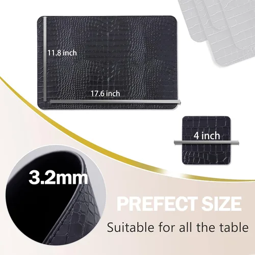 Miniatura 2 de Mantel individual de piel sintética de cocodrilo, para mesa de conferencias de oficina, juego de 8 piezas, resistente al calor e impermeable, camino