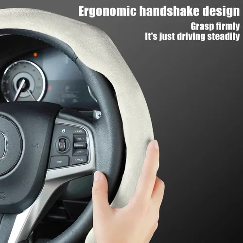 Miniatura 4 de Mandark - Funda para volante de auto de ante, protector para volante de vehículo deportivo que se ajusta a 15 pulgadas, accesorios de decoración