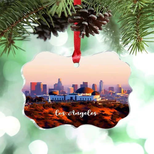 Miniatura 27 de Adornos de Navidad de California Estados Unidos, paisaje urbano de Los Ángeles, adornos de árbol de Navidad, adornos de Navidad personalizados