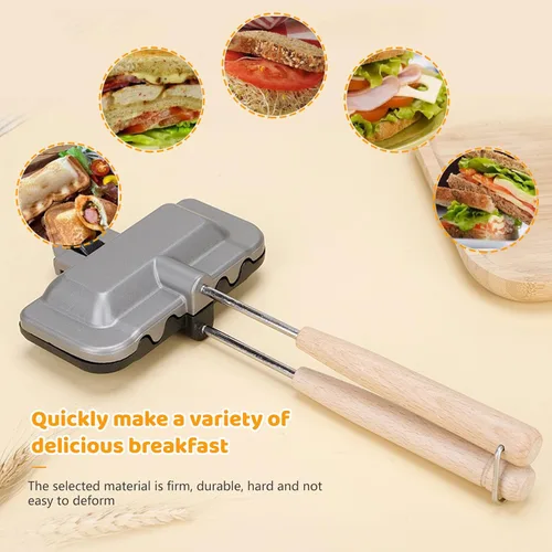 Miniatura 2 de Tefola Sartén de doble cara, sartén para hornear sándwich, sartén de aluminio con tapa abatible, sartén antiadherente de doble cara para panqueques