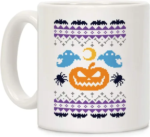 Miniatura 55 de LookHUMAN Taza de Café de Halloween – Halloween Is Meowgical Tazas, Taza de Café Espeluznante Idea de Regalos de Taza, 15 Onzas 10-Blanco