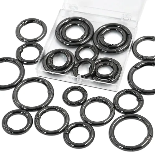 24 anillos de resorte de gatillo, clip de mosquetón redondo, llaveros de carpeta dorada, ganchos de metal a presión, llavero de resorte circular
