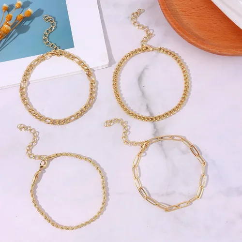 Miniatura 7 de SAMOCO Juego de 14 pulseras de cadena de oro para mujer, chapados en oro de 14 quilates, pulseras apilables de oro de moda, regalos de joyería
