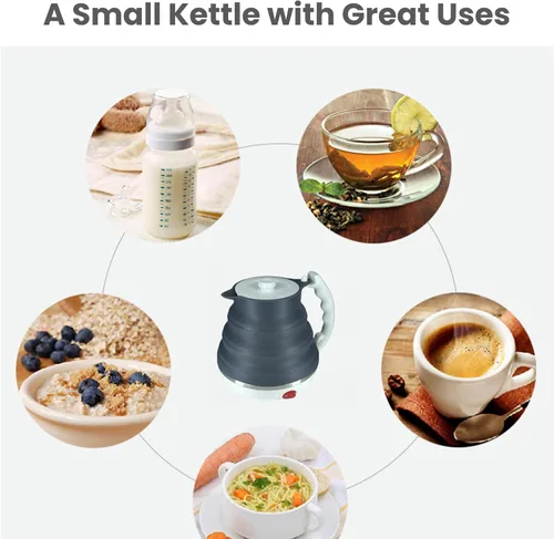 Miniatura 2 de Hervidor Eléctrico de Viaje Pequeño, Hervidor Eléctrico Plegable, Hervidor de Té Portátil + Goteador de Café Plegable Sin Papel para Verter