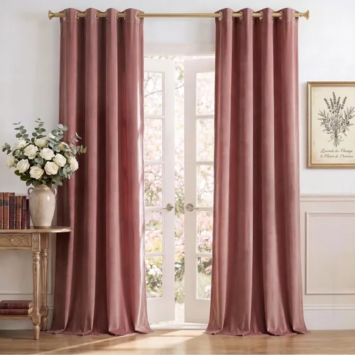 Miniatura 29 de StangH Cortinas de Terciopelo Grueso Sólido - Juego de Tratamiento de Ventanas con Oscurecimiento Moderado para Dormitorio, Cortinas/Cortinajes
