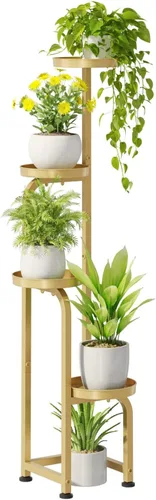 Miniatura 12 de Bamworld Soporte de esquina para plantas para interiores y exteriores, soportes altos de metal para múltiples plantas, estante resistente de 4 Verde