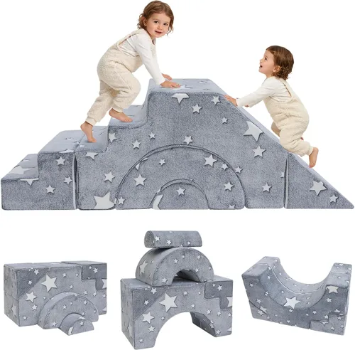 Miniatura 8 de MeMoreCool - Sofá modular para niños, sofá de espuma con diseño de tobogán y escalera, sofá convertible para niños para sala de juegos, mueble