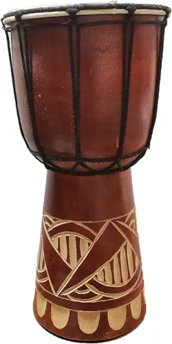 Djembe Drum Carved Bongo música de inspiración africana también una idea única para regalar. Carver Abstract Elephant Giraffe Turtle. (12 pulgadas,