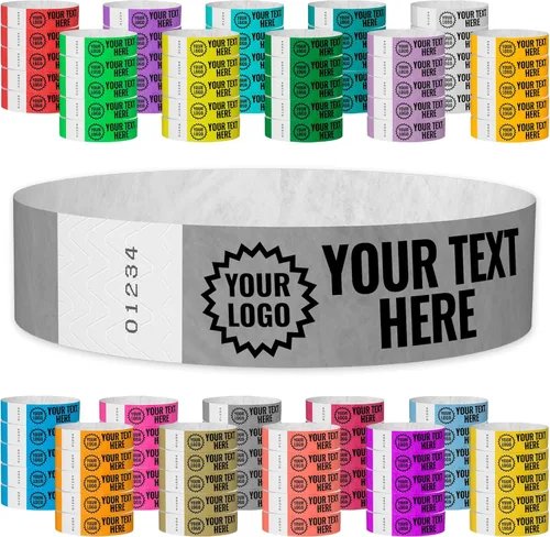 Miniatura 26 de WristCo Pulseras de Impresión Personalizada Azul Neón – 2,000 Unidades Tyvek ¾" x 10" – Añade Cualquier Texto, Logotipo e Imagen y Recibe Pulseras