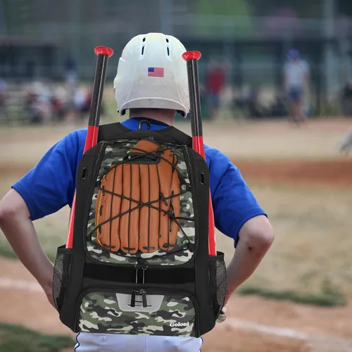 Miniatura 6 de Goloni Mochila de béisbol, bolsa de béisbol para adultos, bolsa de bate de sóftbol con compartimento para zapatos, compartimento principal grande