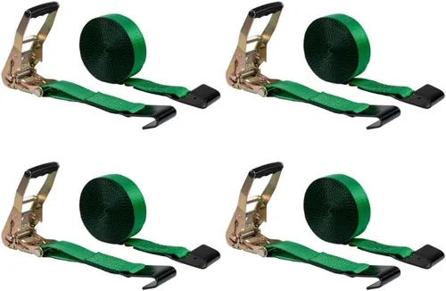 Miniatura 26 de Mytee Products Correas de amarre de trinquete con ganchos planos, 2 pulgadas x 20 pies amarillos 10,000 libras de resistencia a la rotura