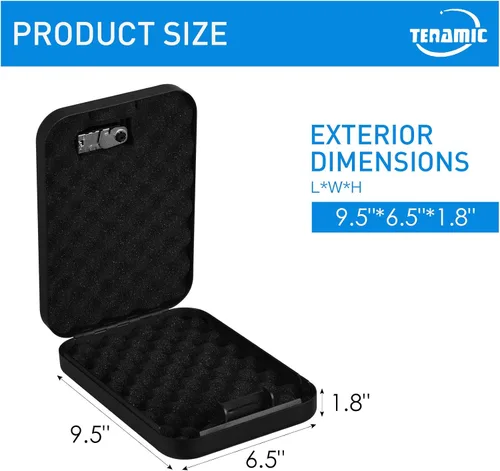 Miniatura 2 de TENAMIC Caja fuerte para pistola, caja de seguridad portátil para pistola de viaje, caja de bloqueo de pistola de acero sólido para el hogar, cajas
