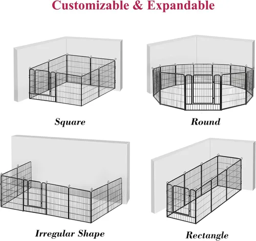 Miniatura 5 de Corralito para perros, 32 pulgadas, 10 paneles cerca para perros de exterior, corral para perros de interior antióxido, corral para mascotas