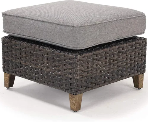 Miniatura 3 de Grand patio Reposapiés otomano para patio al aire libre con tela de primera calidad, suave cojín extraíble, asiento otomano de mimbre para jardín