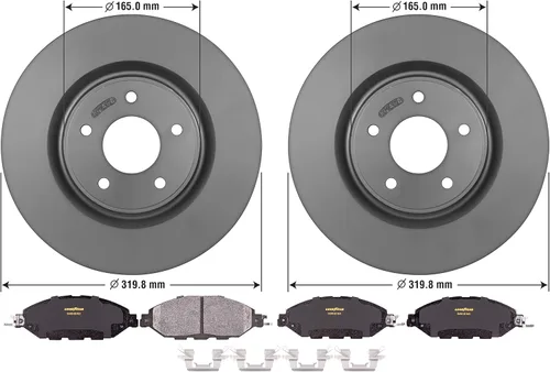 Miniatura 3 de Goodyear Rotores delanteros premium (2) y pastillas de freno (4) para: Infiniti G35 (2007-2008); Infiniti JX35 (2013); Infiniti QX60 (2014-2020)