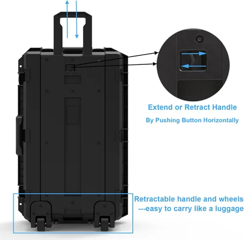 Miniatura 5 de Regetek Funda rígida impermeable, 33 x 21 x 14 pulgadas, funda para equipo con ruedas/espuma personalizable/mango retráctil para electrónica