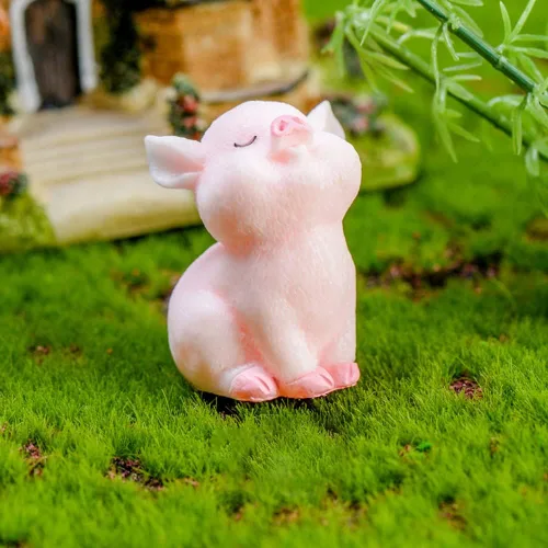 Miniatura 9 de Figuras de cerdo en miniatura, 8 piezas de figuras de juguete de cerdito rosa, decoración de pasteles para decoración de hadas jardín, coche