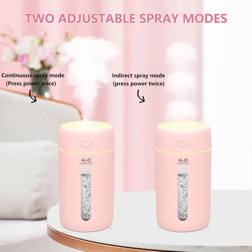 Miniatura 3 de Lisacool Humidificador pequeño, mini humidificador portátil para dormitorio, oficina, automóvil, viajes con luz nocturna, apagado automático, súper