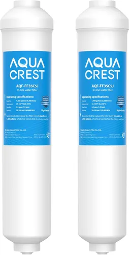 AQUA CREST FF35C5J - Repuesto de filtro de agua en línea, repuesto de conexión rápida 1/4 para refrigerador, certificado NSF/ANSI 42, filtro