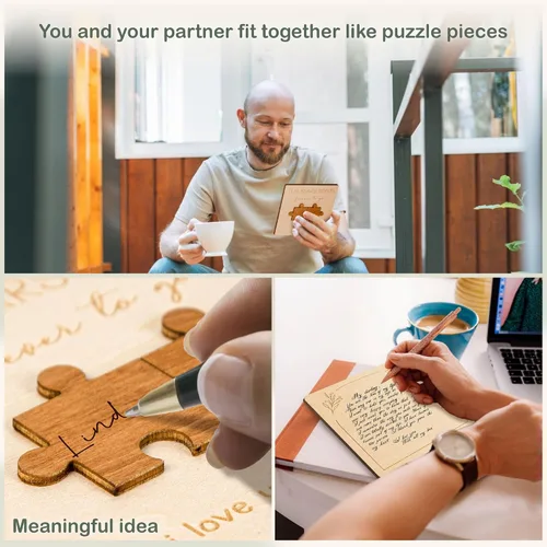 Miniatura 4 de WOODAMORE Tarjeta de regalo de aniversario de 10 años para él y esposo, regalos de madera para el décimo aniversario de boda, tarjetas de feliz 10