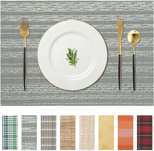 Miniatura 15 de AHHFSMEI Manteles individuales para mesa de comedor, juego de 4, manteles individuales de vinilo tejido de plástico, antideslizantes, aislamiento