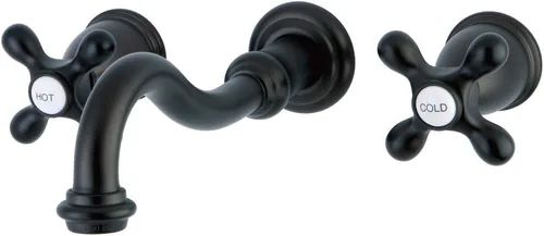Miniatura 7 de Kingston Brass KS3123AX - Grifo de baño de montaje en pared central de 8 pulgadas, latón antiguo