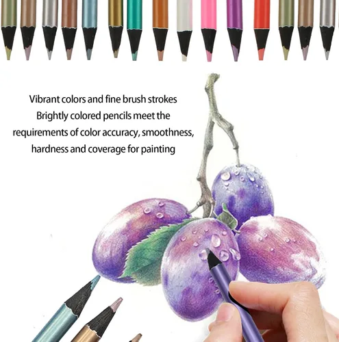 Miniatura 6 de Lápices de colores, 24 colores pintados a mano, lápices de dibujo, lápices de bocetos para manualidades, pintura, bocetos, diseño, álbumes