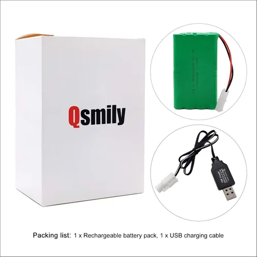 Miniatura 6 de Qsmily® Paquete de baterías RC de 9.6 V, batería Ni-Cd recargable AA de 1000 mAh con cable de carga y conector Tamiya, adecuada para camión monstruo