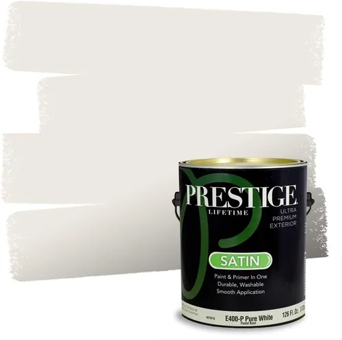 Miniatura 26 de Prestige Paints - Pintura y sellador 2 en 1 para exteriores, 1 galón, plana, similar a Sherwin Williams Snowfall, P100-P-SW6000