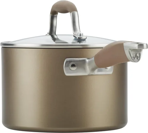 Miniatura 10 de Anolon Advanced Home - Juego de ollas y sartenes antiadherentes anodizados duros, 9 piezas, color bronce