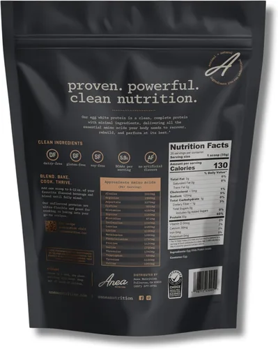 Miniatura 2 de Aislado de proteína de clara de huevo de Anea, sin sabor, 1.06 oz de proteína, sin grasa, 0.21 oz de BCAA Perfil completo de aminoácidos Sin