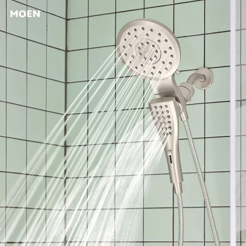 Miniatura 3 de Moen Verso Combinación de Cabezal de Ducha de Lluvia y Ducha de Mano con Dial Infiniti y Acoplamiento Magnetix, Manguera de 60 pulgadas, Níquel