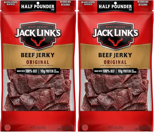 Miniatura 10 de Jack Link's carne de res Jerky, original, bolsa grande de media libra - bocadillo de carne sabrosa, listo para comer, aperitivos de proteína con 10g