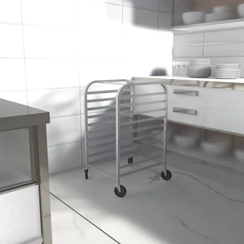 Miniatura 8 de HALLY SINKS & TABLES H Estante para panecillos de 10 niveles con ruedas, estante comercial de aluminio para panadería completa y media hoja, cocina
