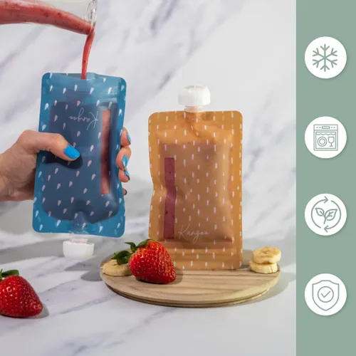 Miniatura 3 de Bolsas reutilizables para alimentos para bebés, almacenamiento de alimentos, niños pequeños y niños, puré de manzana, licuados de frutas, yogur