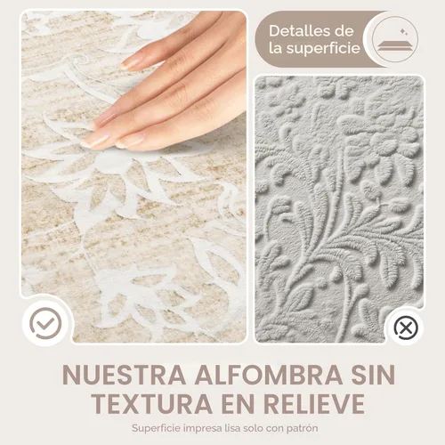 Miniatura 6 de Soalmost Alfombras de área de 5 x 7 pies para sala de estar, alfombras lavables florales beige para comedor, dormitorio, oficina en casa, alfombra