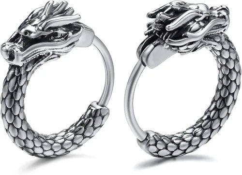 Aretes de aro nórdico vikingo para hombre, 2 pares de amuleto de protección, joyas, regalos de joyería de acero inoxidable para hombre, aretes