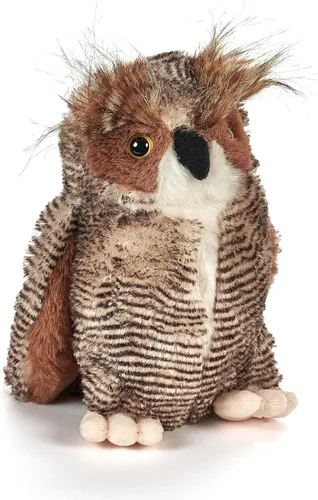 The Petting Zoo Gran búho cornudo, peluche de animales salvajes, regalos para niños, animales salvajes de la vida silvestre, búho cornudo, 9 pulgadas